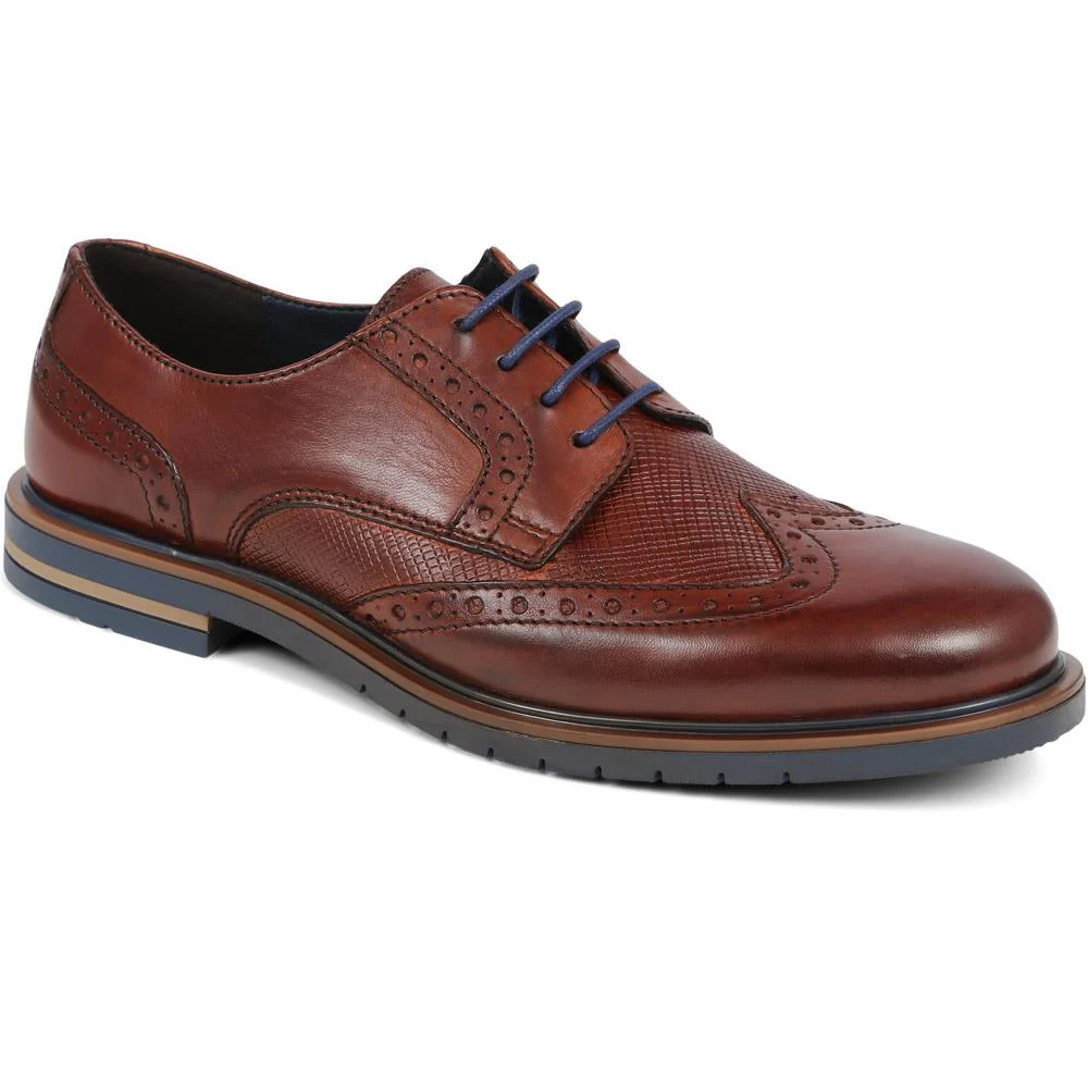 Brogue Detailed Leather Lace-Up Shoes - ITAR39007 / 325 124 - Brown