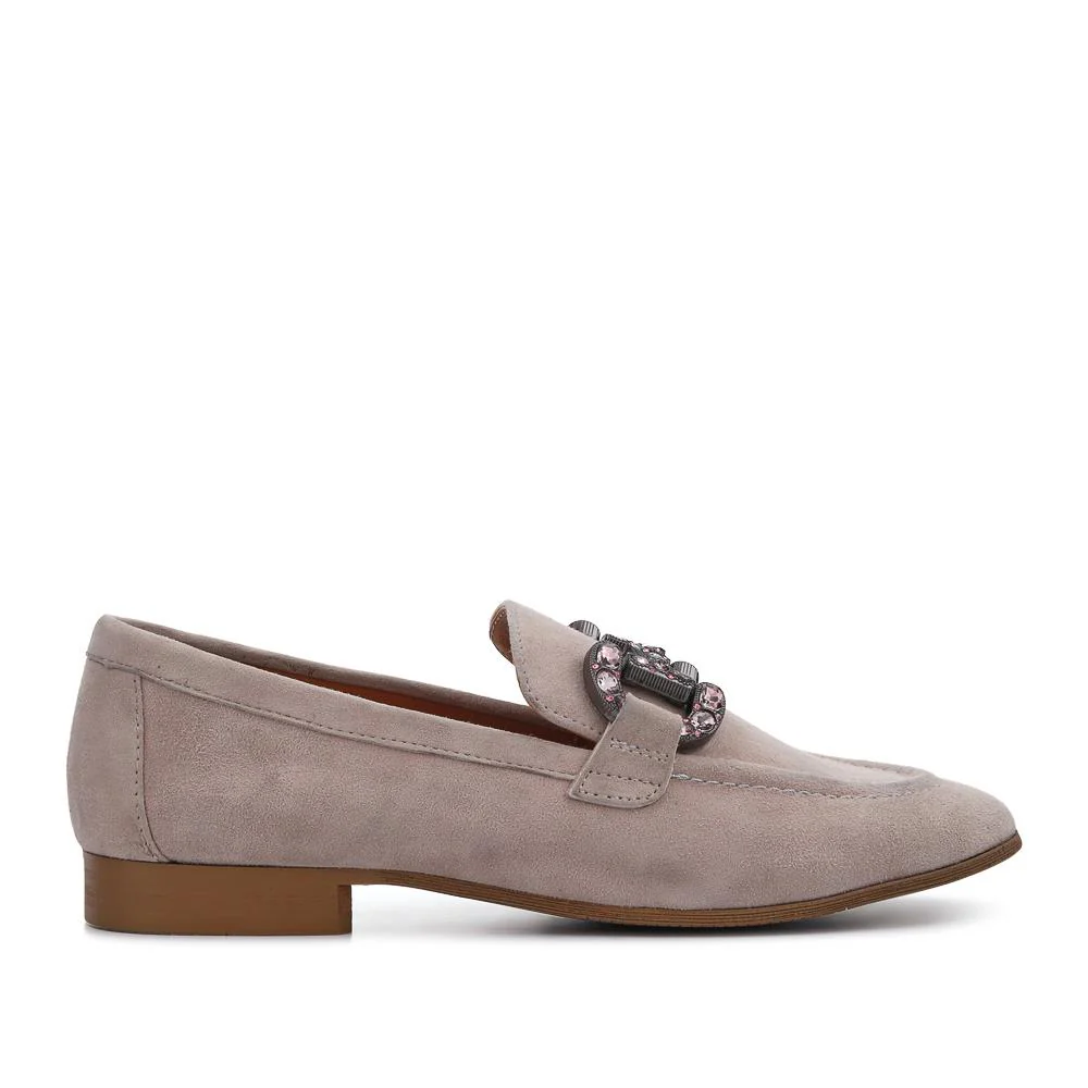 Buckle-Detailed Slip-On Shoes - SINO41503 / 327 603 - Taupe Suede - Image 2