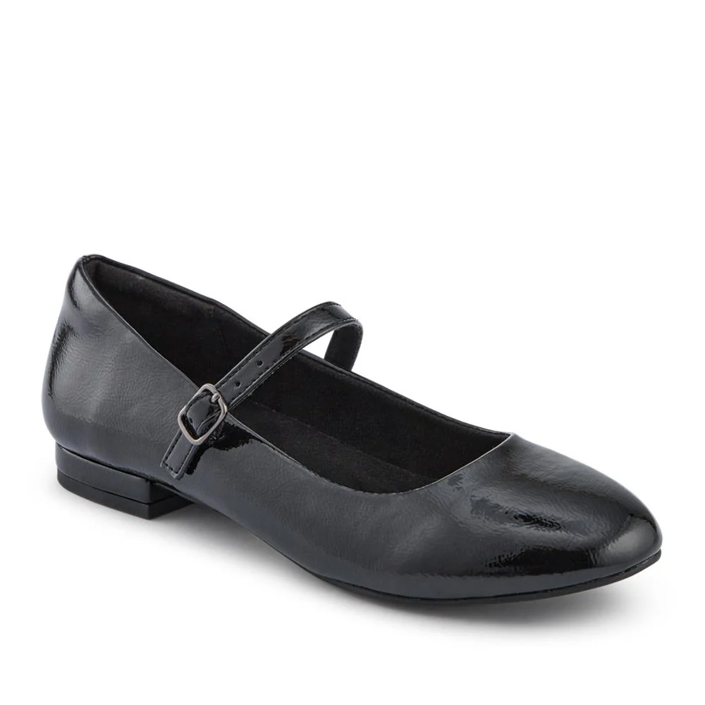 Buckle Fastening Mary Jane Ballet Pumps - WBINS42061 / 327 844 - Black Patent