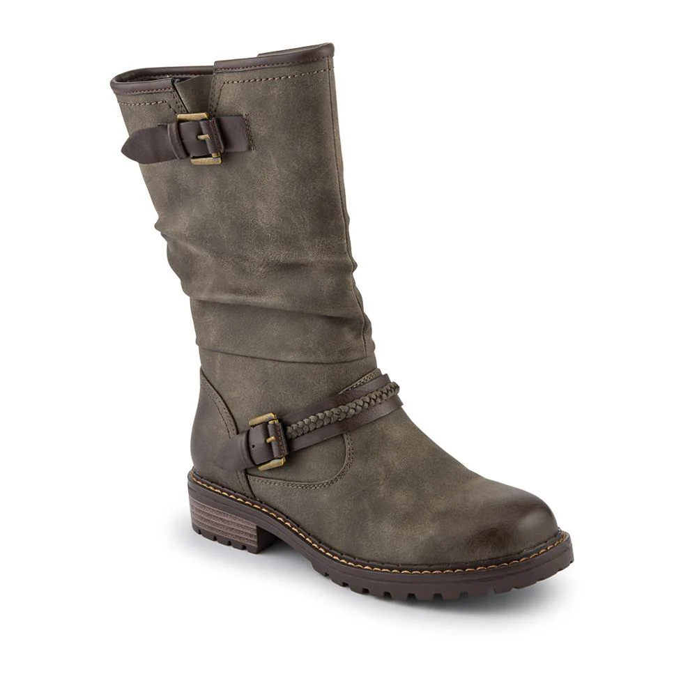 Buckle Mid Calf Boots - TELOO38009 / 324 493 - Taupe