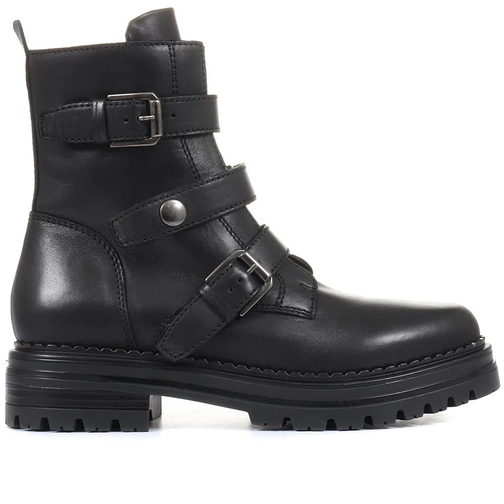 Casimira Buckle Biker Boots - CASIMIRA / 320 549 - Black Leather - Image 2