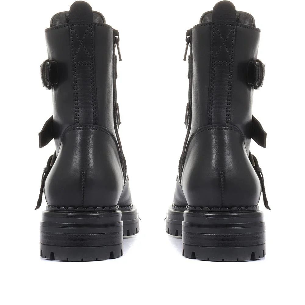 Casimira Buckle Biker Boots - CASIMIRA / 320 549 - Black Leather - Image 3