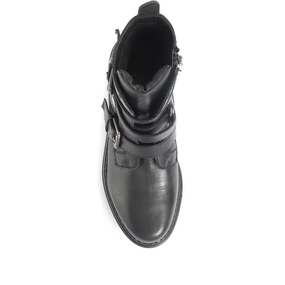 Casimira Buckle Biker Boots - CASIMIRA / 320 549 - Black Leather - Image 4