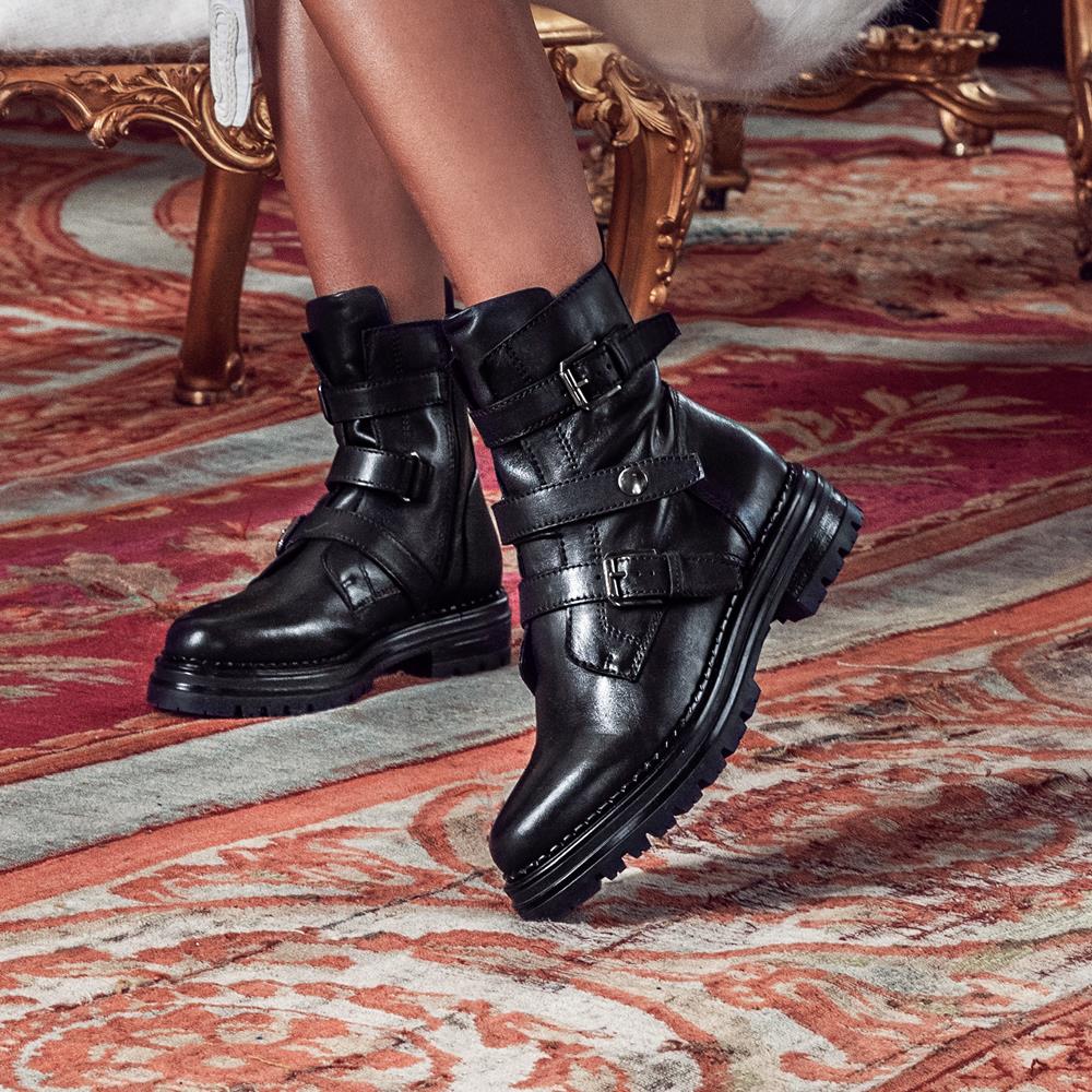 Casimira Buckle Biker Boots - CASIMIRA / 320 549 - Black Leather - Image 5