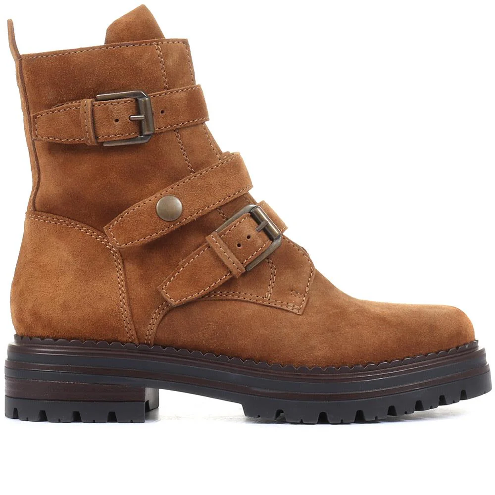 Casimira Buckle Biker Boots - CASIMIRA / 320 549 - Sand Suede - Image 2