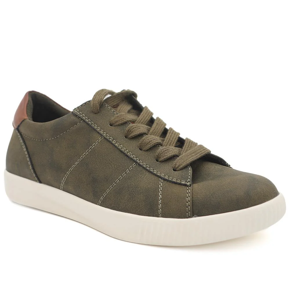 Casual Lace Up Platform Trainers - WBINS43017 / 329 059 - Olive