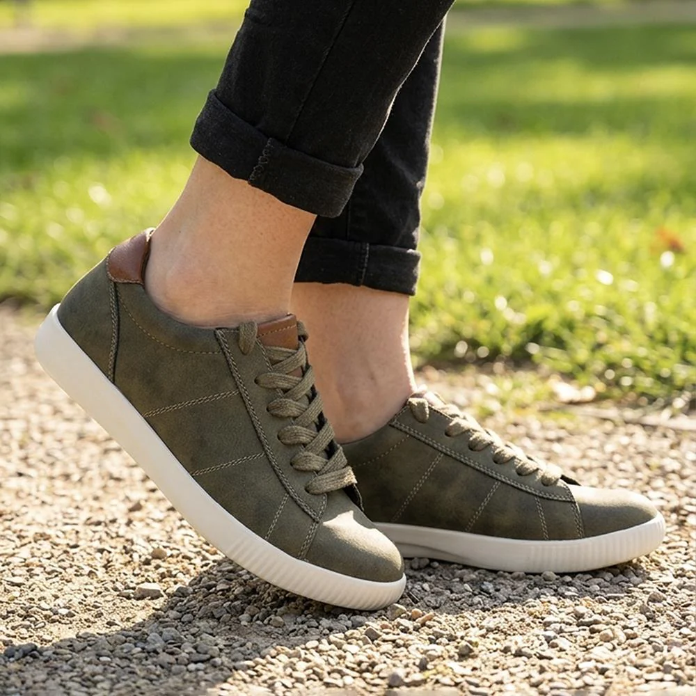 Casual Lace Up Platform Trainers - WBINS43017 / 329 059 - Olive - Image 2