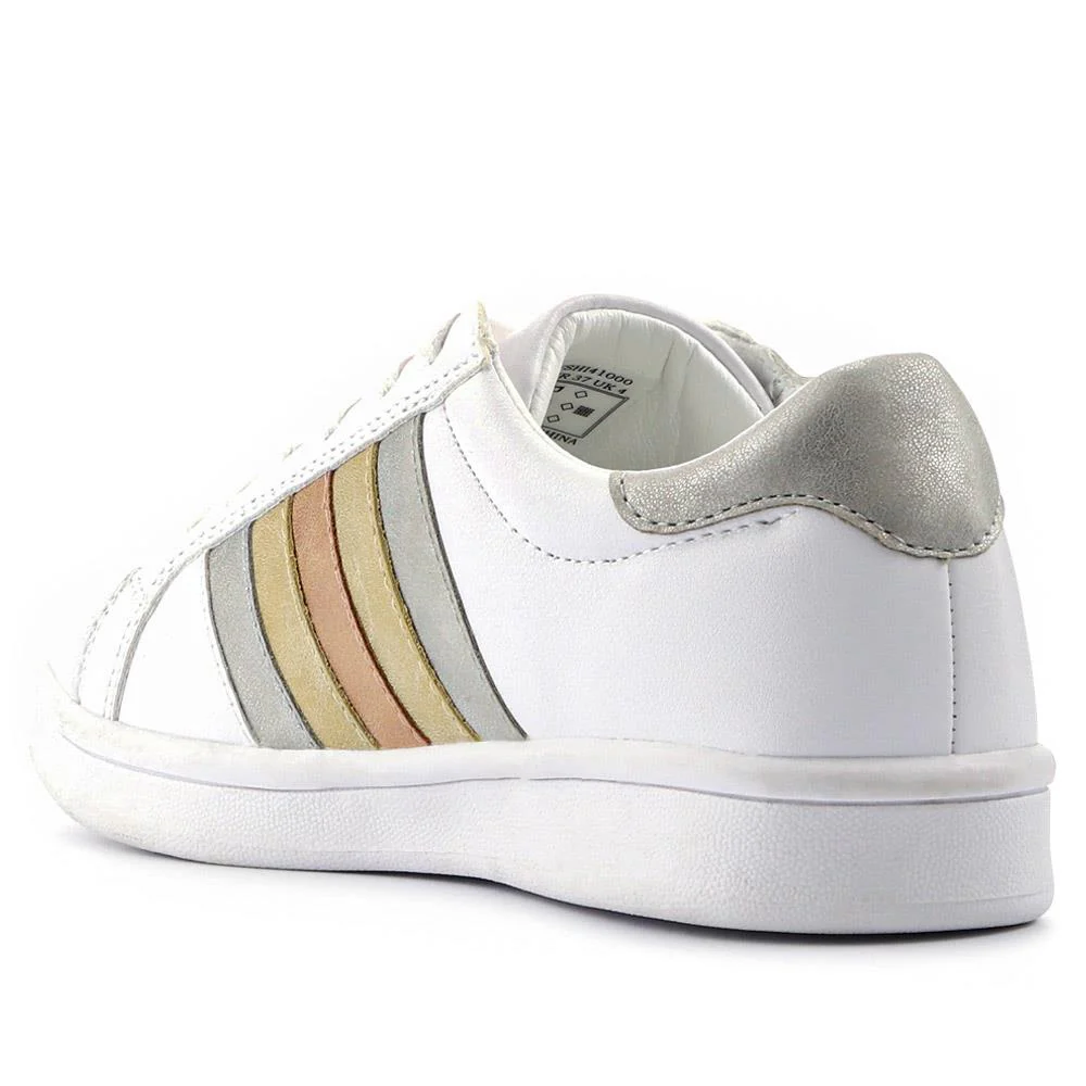 Casual Lace-Up Trainers - VSHI41000 / 326 853 - White Metallic - Image 3