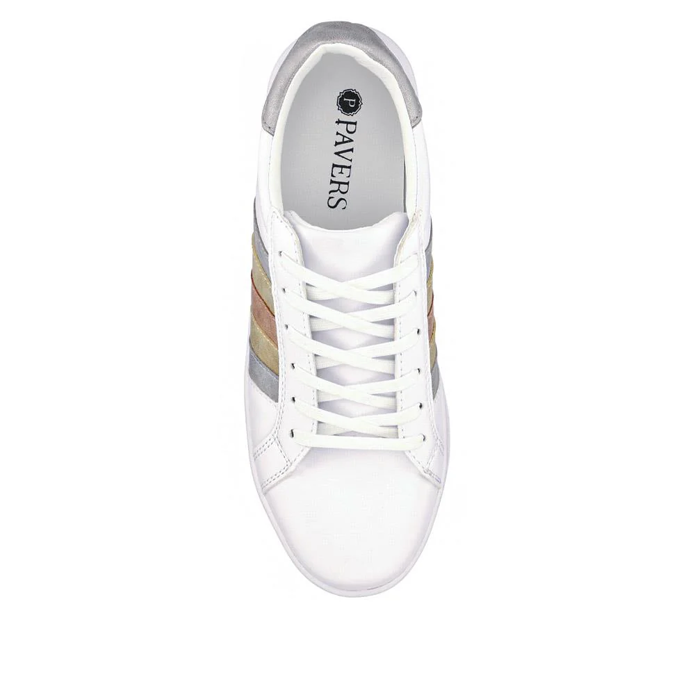 Casual Lace-Up Trainers - VSHI41000 / 326 853 - White Metallic - Image 4