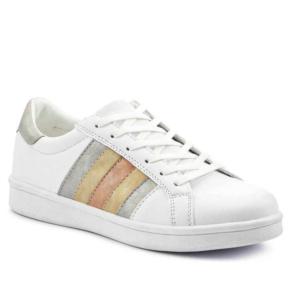 Casual Lace-Up Trainers - VSHI41000 / 326 853 - White Metallic