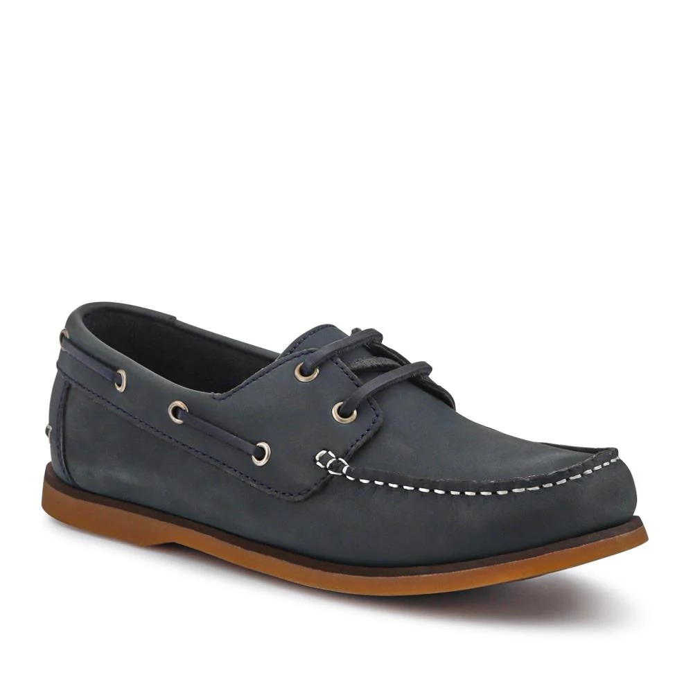 Casual Leather Boat Shoes - SHAFI41003 / 327 098 - Black