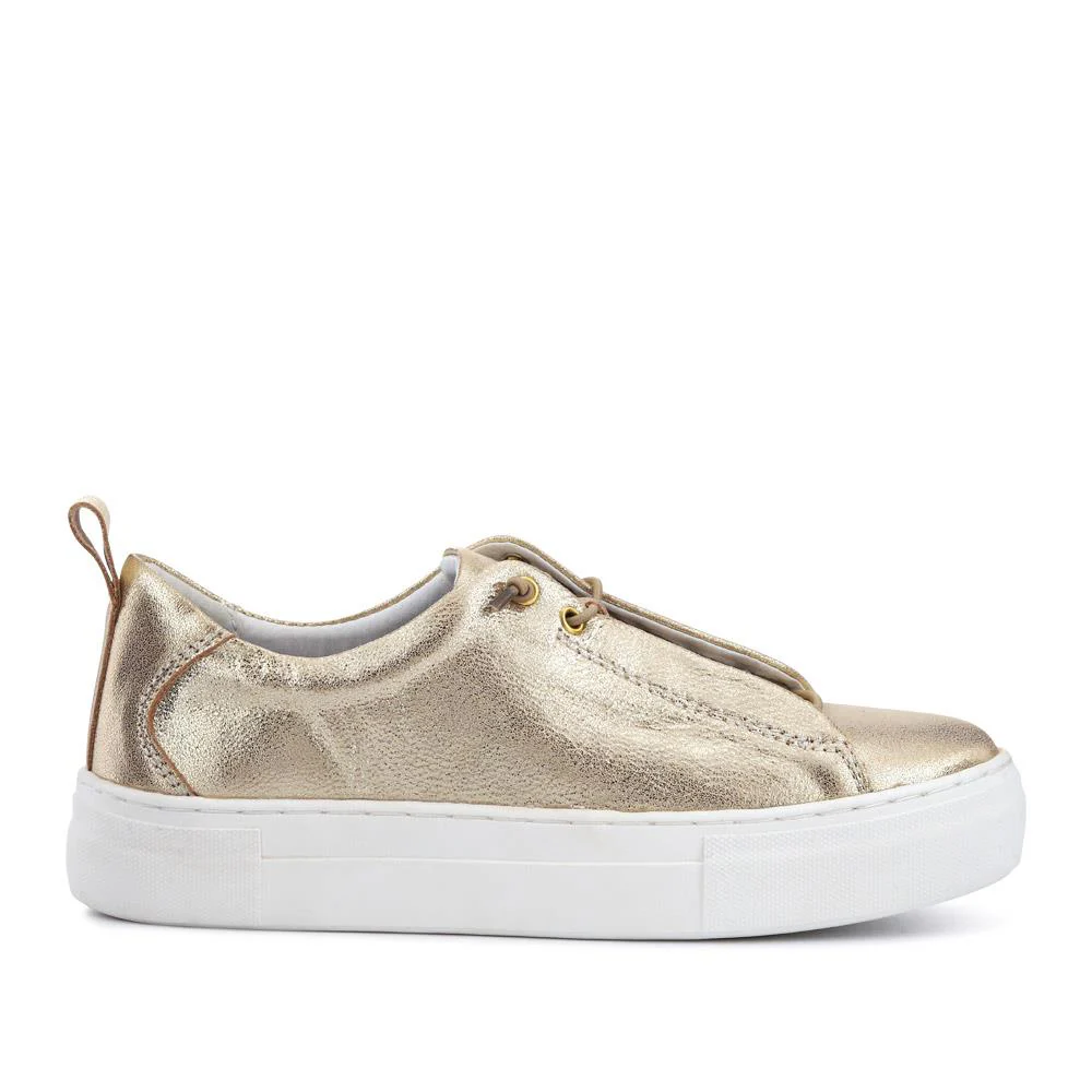 Casual Leather Lace-Up Shoes - BRK41001 / 326 650 - Gold - Image 2