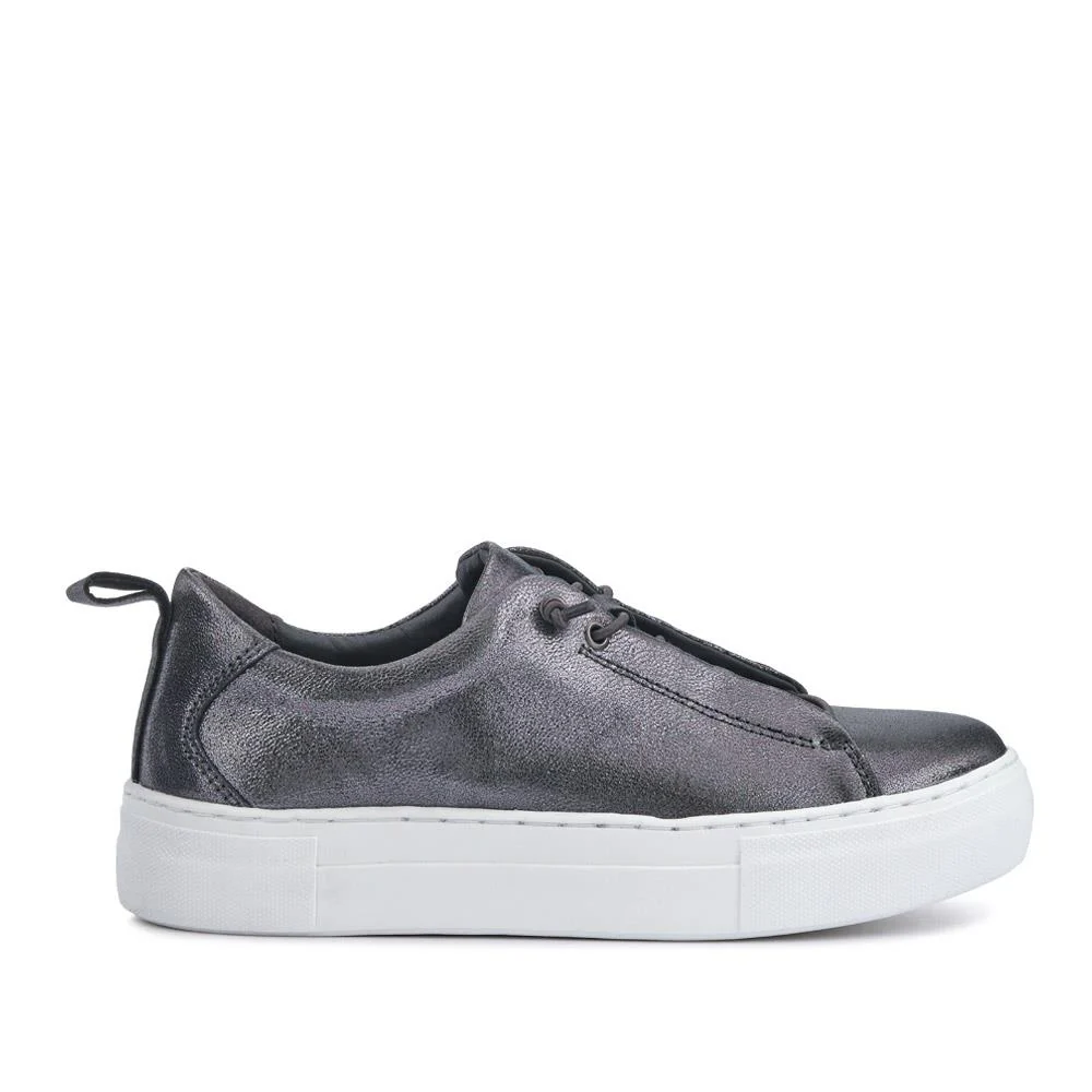 Casual Leather Lace-Up Shoes - BRK41001 / 326 650 - Pewter - Image 2