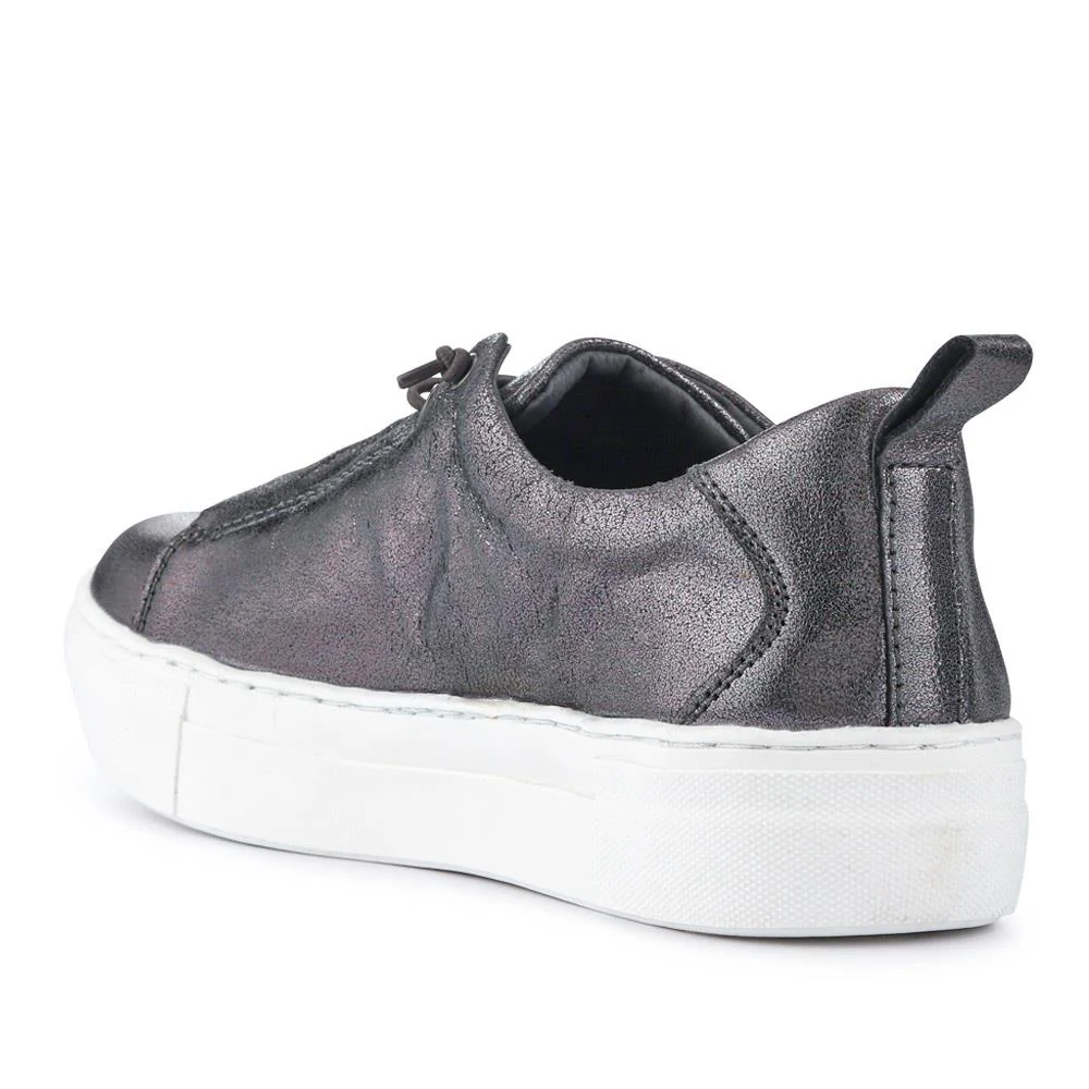 Casual Leather Lace-Up Shoes - BRK41001 / 326 650 - Pewter - Image 3