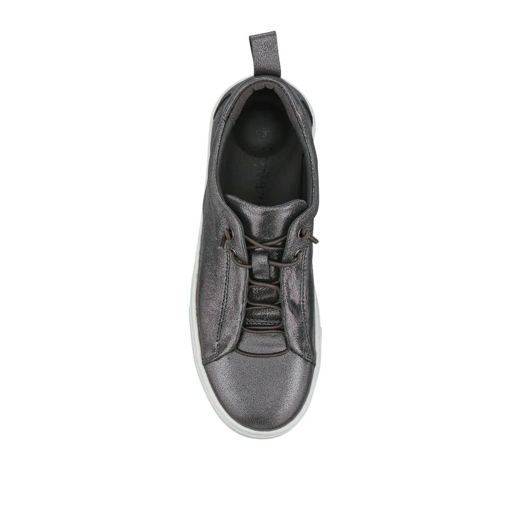 Casual Leather Lace-Up Shoes - BRK41001 / 326 650 - Pewter - Image 4