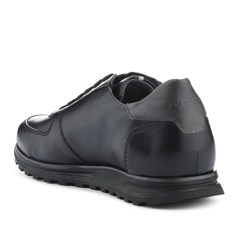 Casual Leather Lace-Up Trainers - BUG42501 / 327 671 - Black - Image 3