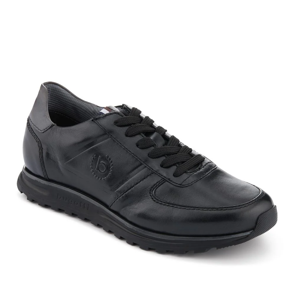 Casual Leather Lace-Up Trainers - BUG42501 / 327 671 - Black
