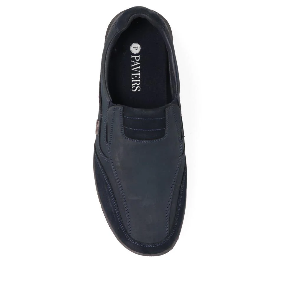 Casual Leather Slip-On Shoes - DDIN40012 / 326 586 - Navy - Image 4