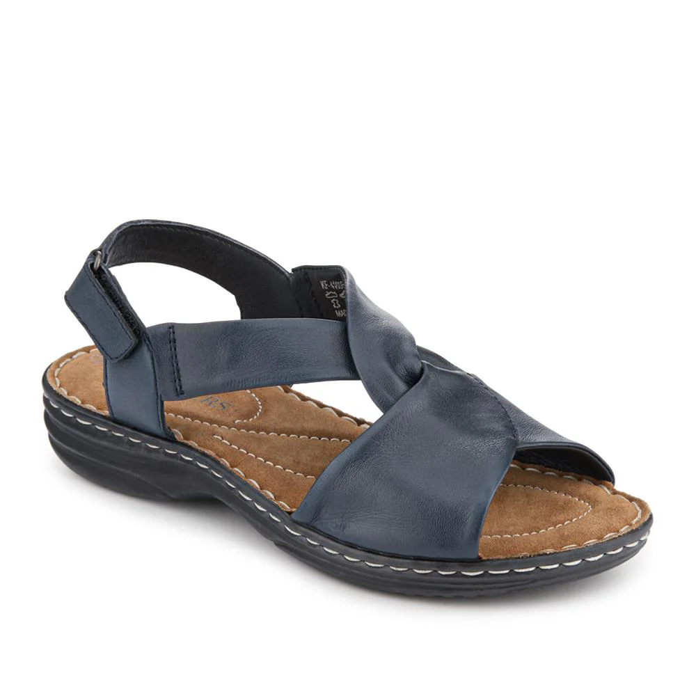 Casual Leather Touch-Fasten Sandals - KF41006 / 327 491 - Navy
