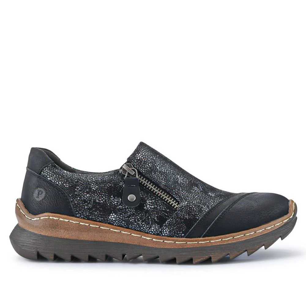 Casual Slip-On Shoes - PINYI41000 / 327 080 - Black Floral - Image 2