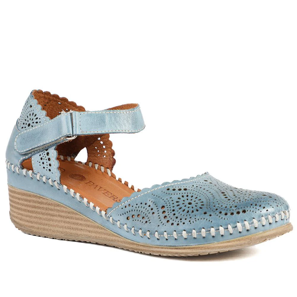 Casual Leather Touch Fasten Mary Janes - METIN41008 / 327 207 - Denim Blue