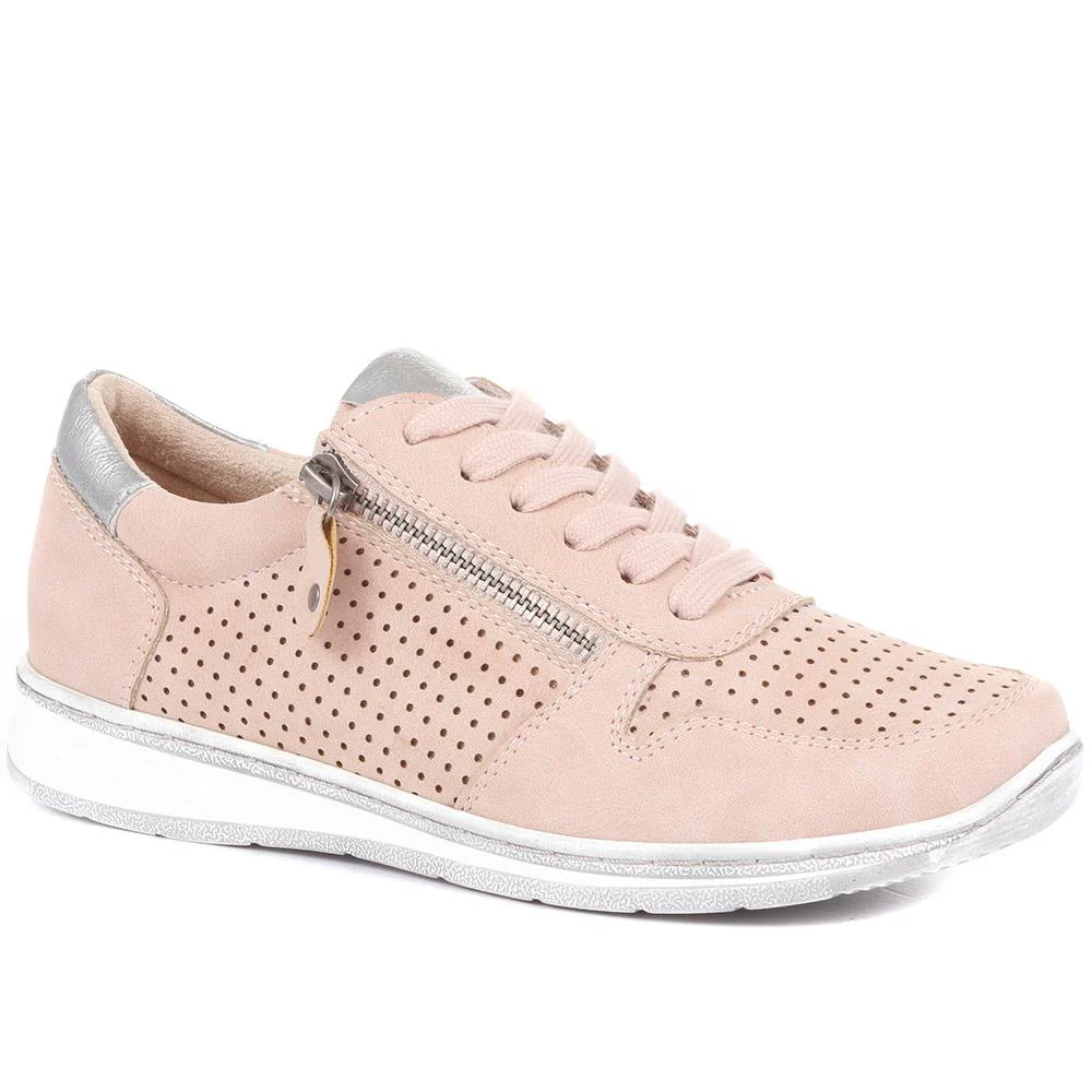 Casual Zip-Fasten Laced Trainers - WBINS31031 / 317 658 - Rose