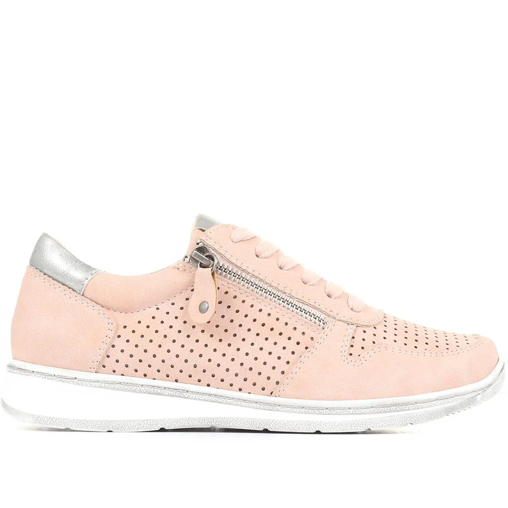 Casual Zip-Fasten Laced Trainers - WBINS31031 / 317 658 - Rose - Image 2