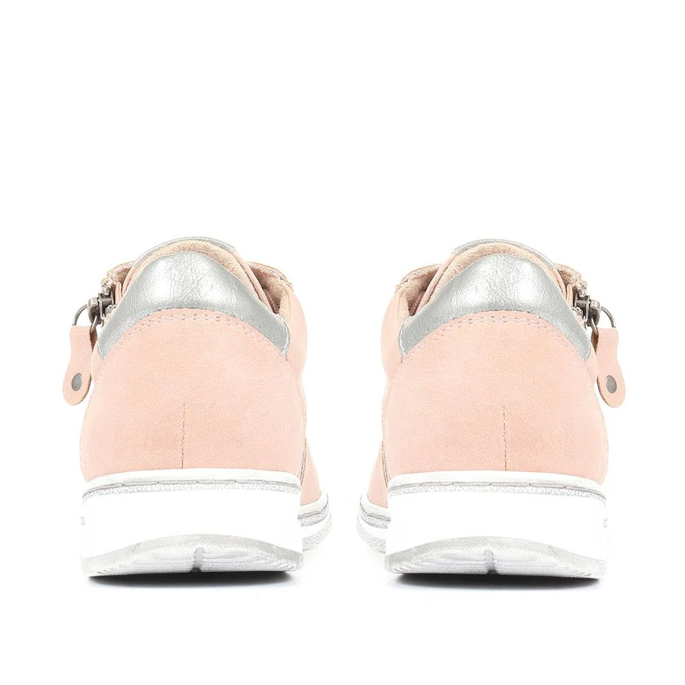 Casual Zip-Fasten Laced Trainers - WBINS31031 / 317 658 - Rose - Image 3