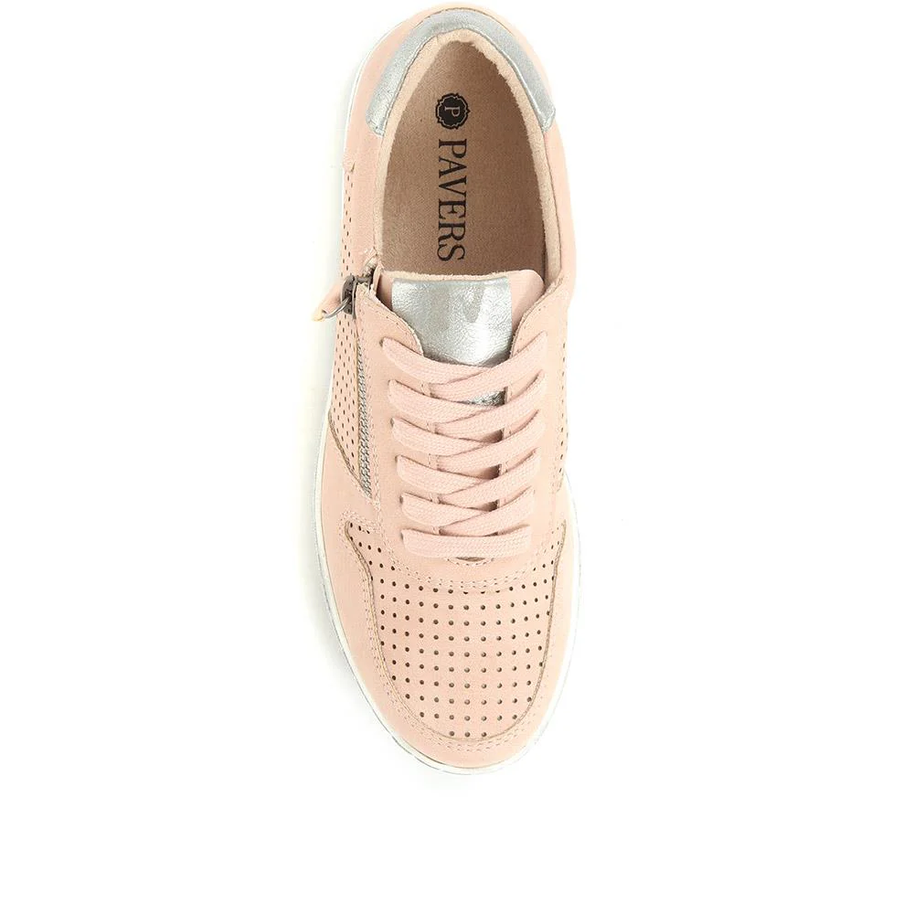 Casual Zip-Fasten Laced Trainers - WBINS31031 / 317 658 - Rose - Image 4