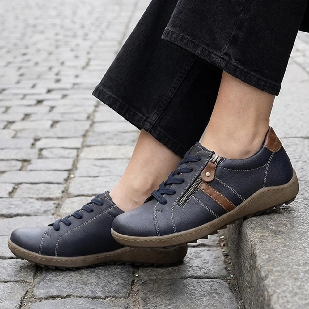 Casual Zip & Lace Fasten Shoes - WBINS44017 / 329 625 - Navy - Image 2