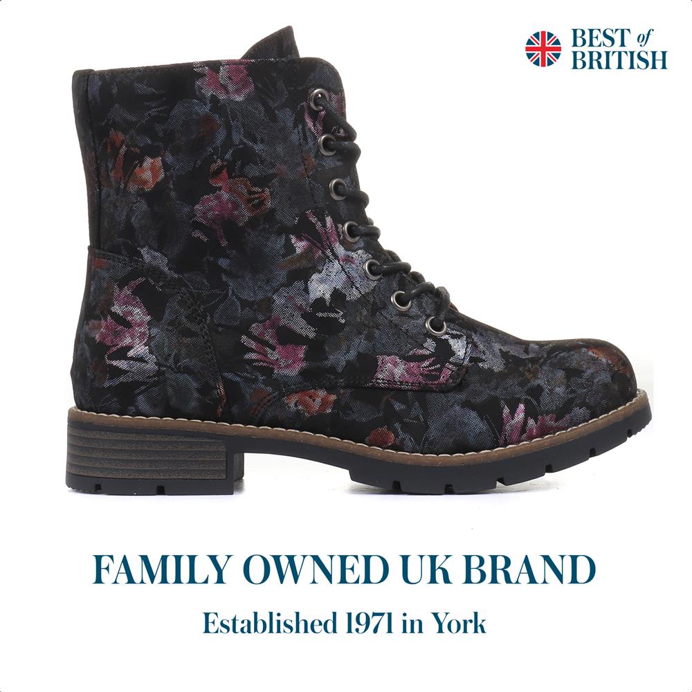 Chunky Lace-Up Ankle Boots - WBINS32015 / 318 884 - Black Floral - Image 2