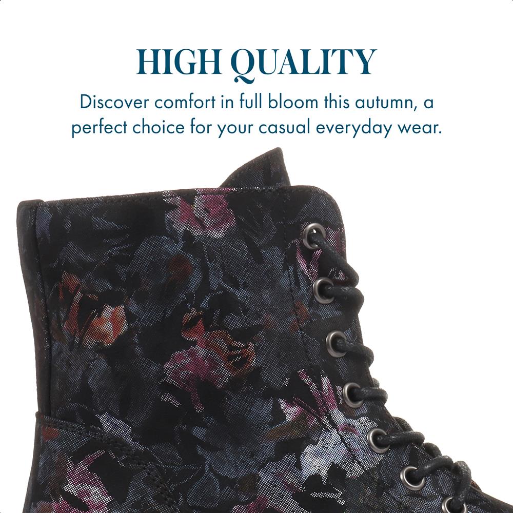 Chunky Lace-Up Ankle Boots - WBINS32015 / 318 884 - Black Floral - Image 4