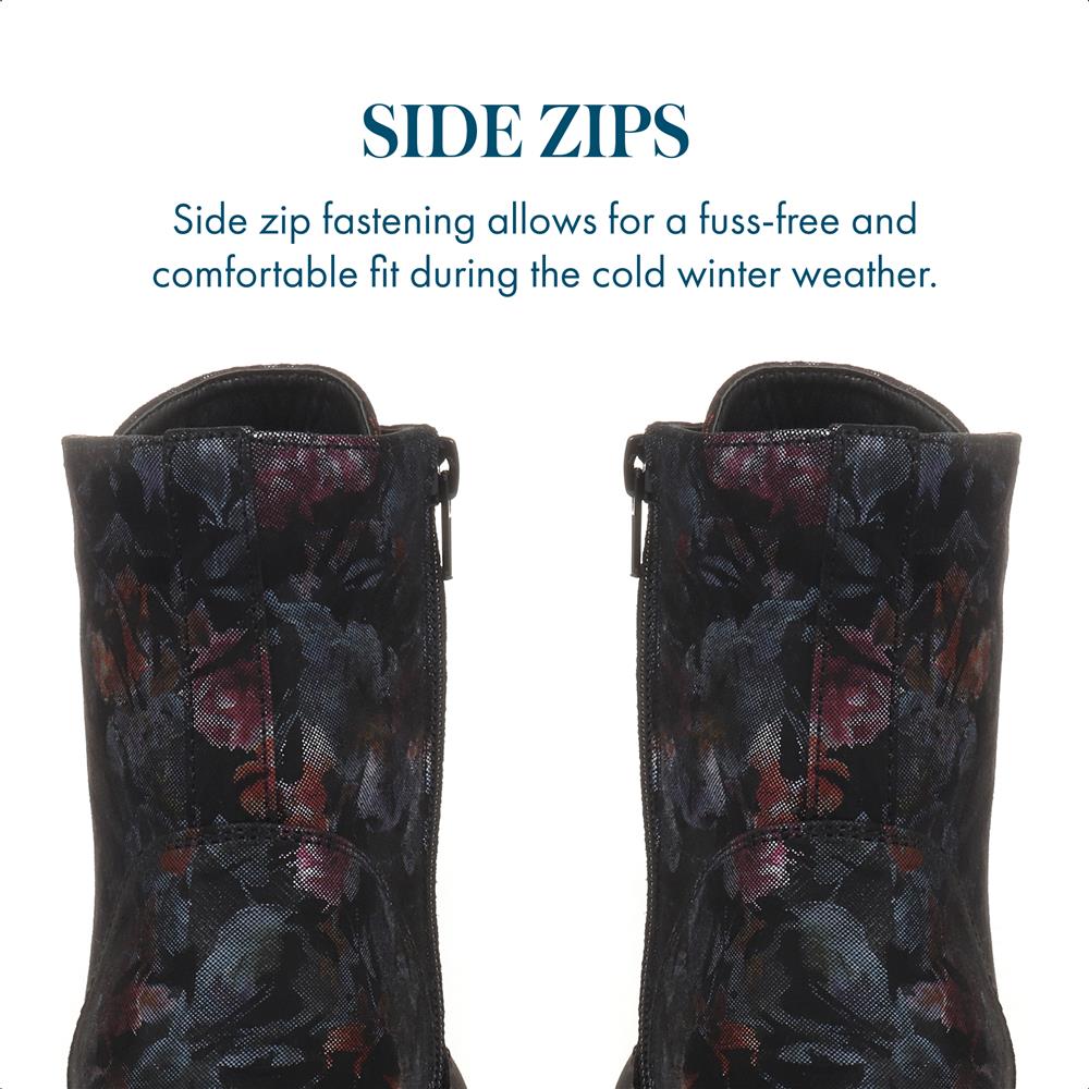 Chunky Lace-Up Ankle Boots - WBINS32015 / 318 884 - Black Floral - Image 5