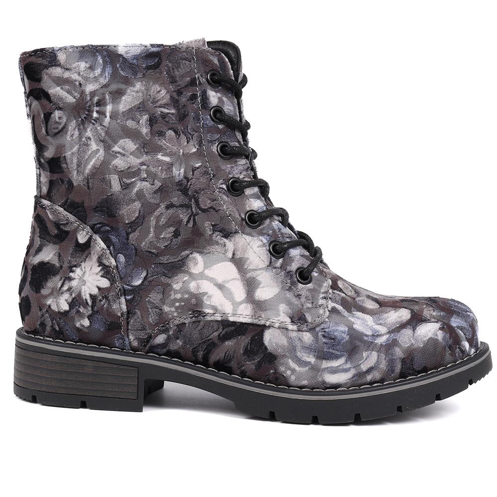 Chunky Lace-Up Ankle Boots - WBINS32015 / 318 884 - Grey Floral - Image 2
