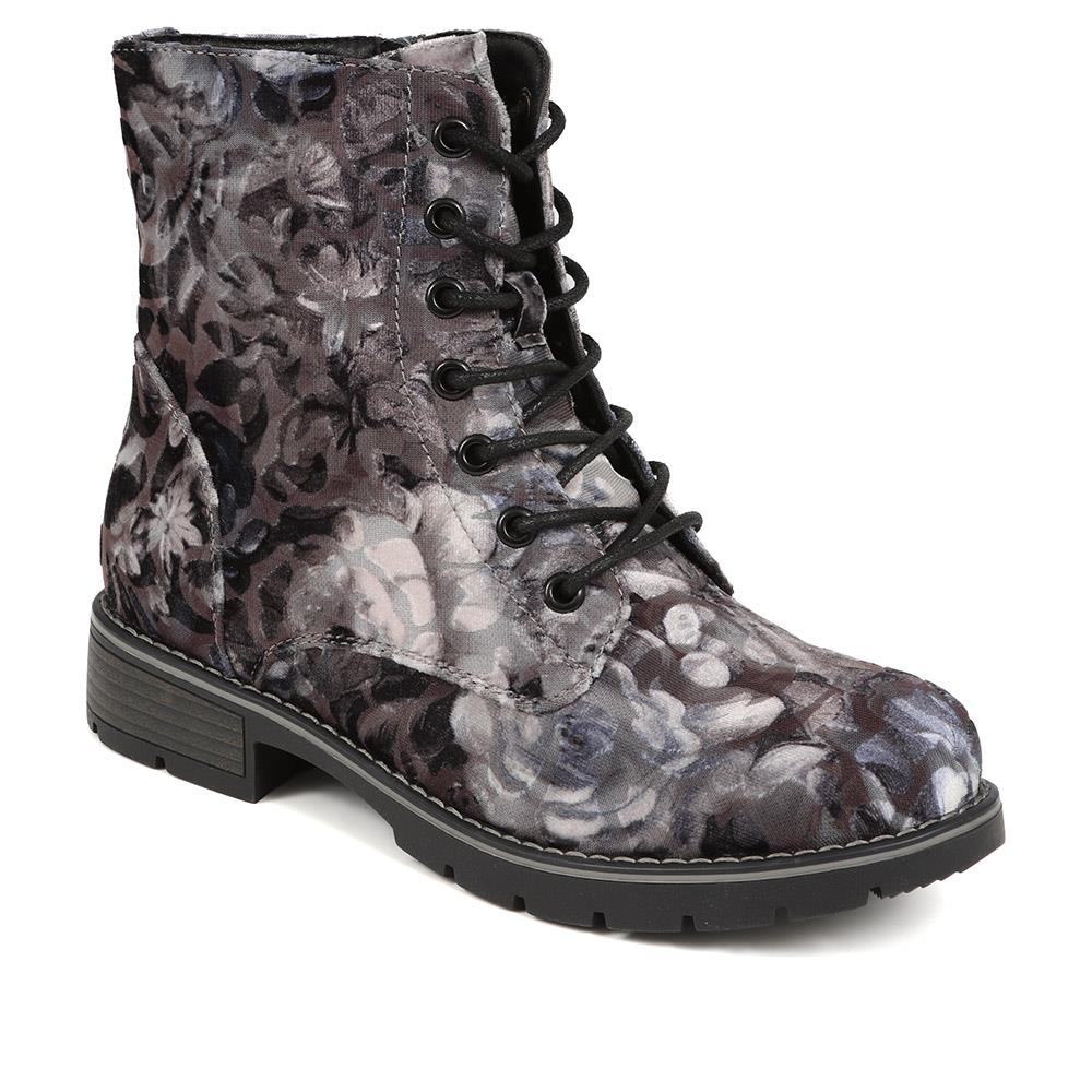 Chunky Lace-Up Ankle Boots - WBINS32015 / 318 884 - Grey Floral