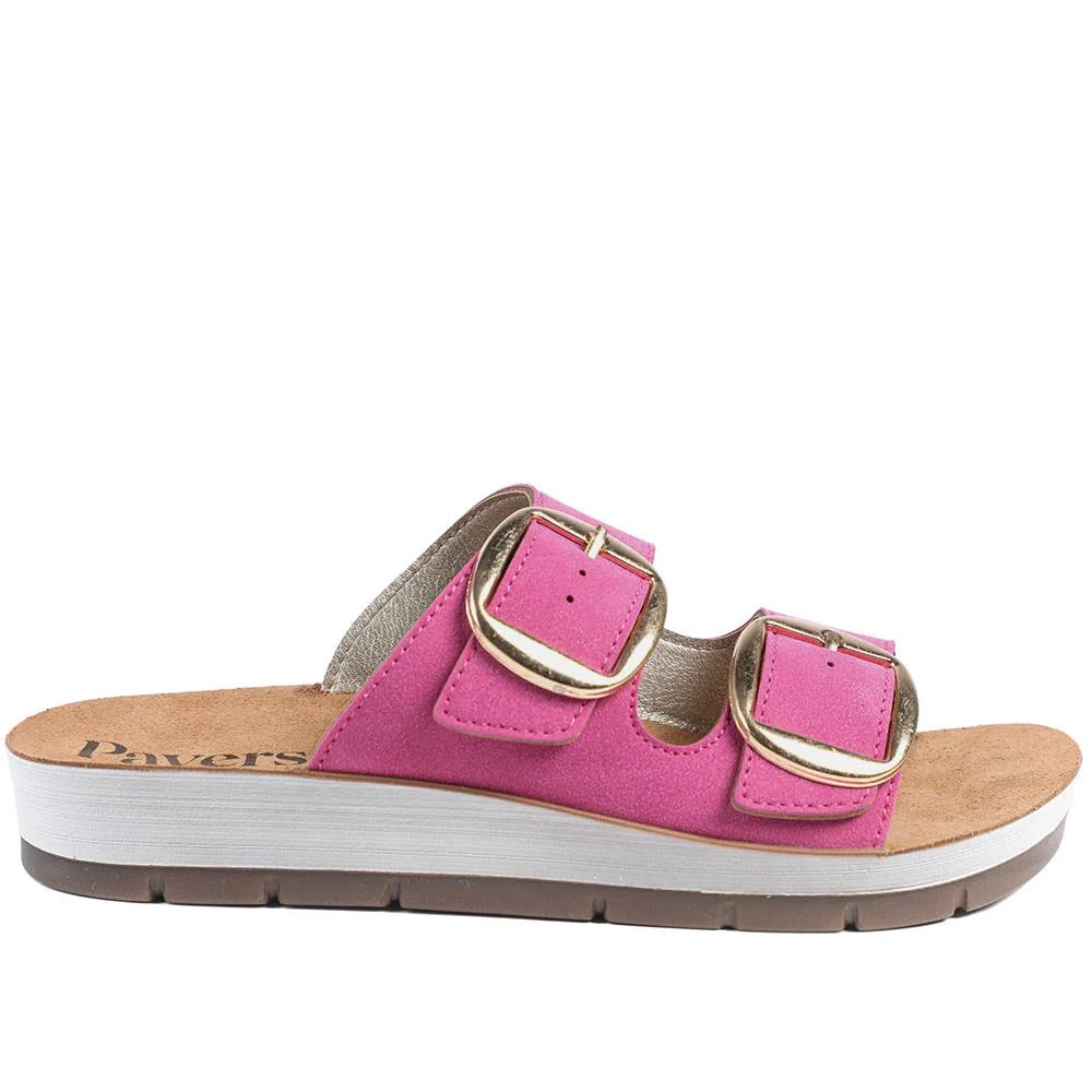 Cushioned Buckled Slip On Sandals - INB43005 / 329 126 - Fuschia - Image 3
