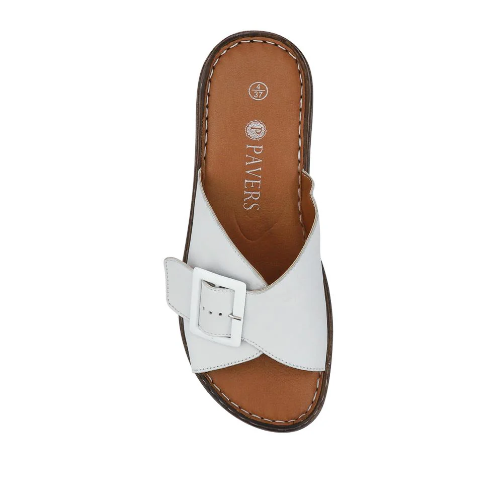 Cushioned Leather Mules - LUCK41009 / 327 392 - White - Image 4