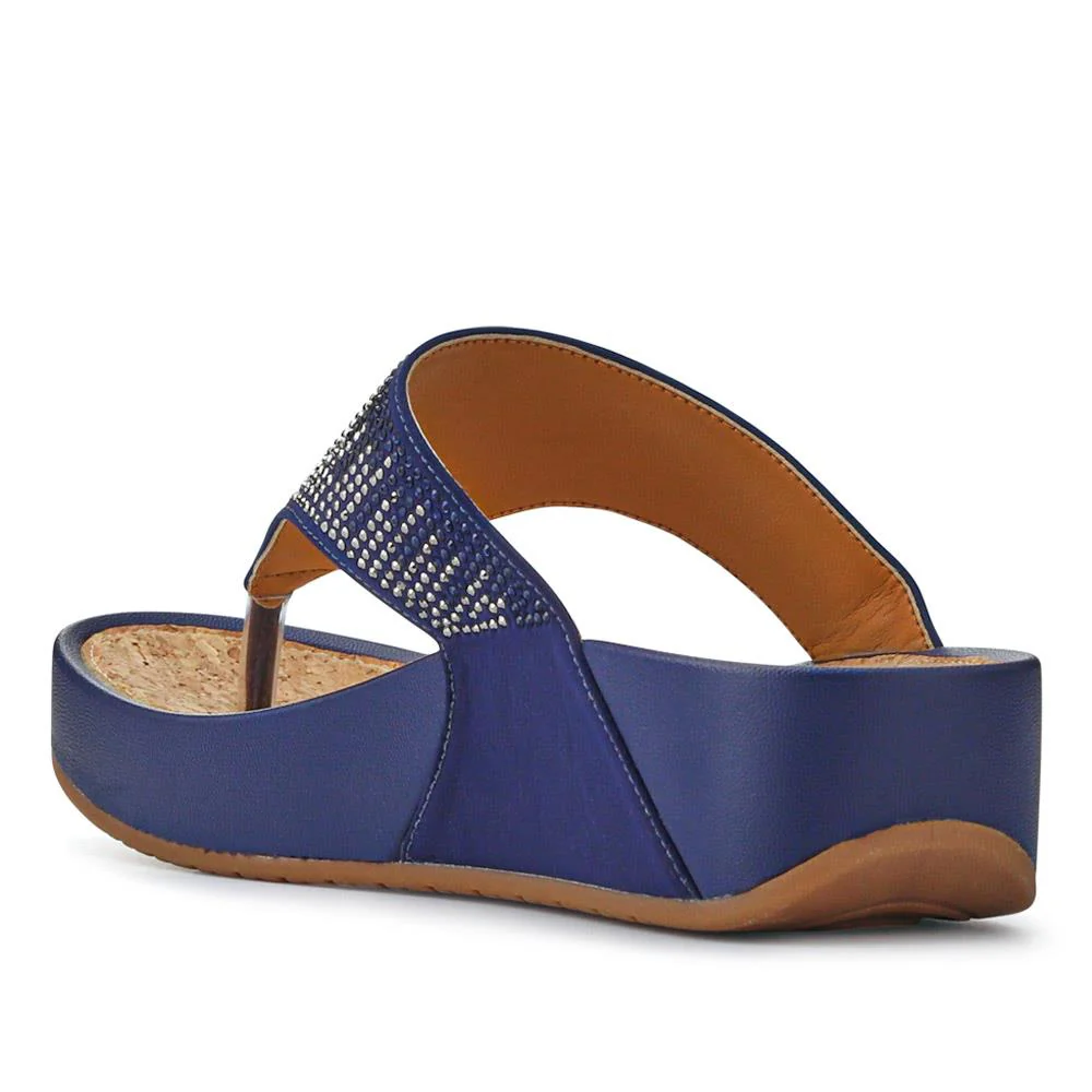 Cushioned Toe Post Sandals - BAIZH41043 / 327 114 - Blue - Image 3