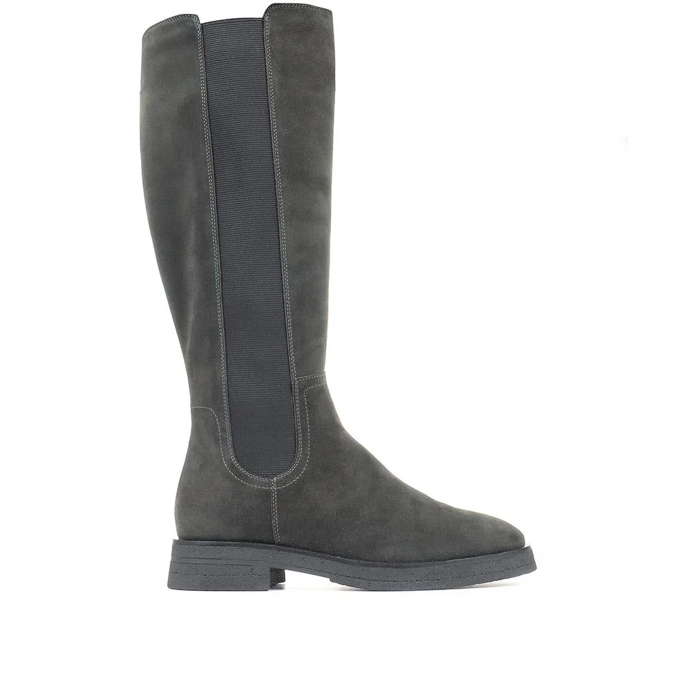 Darline Leather Knee High Boots - DARLINE / 320 538 - Grey - Image 2