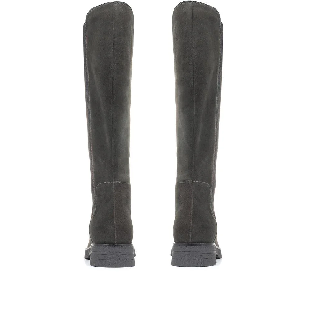 Darline Leather Knee High Boots - DARLINE / 320 538 - Grey - Image 3