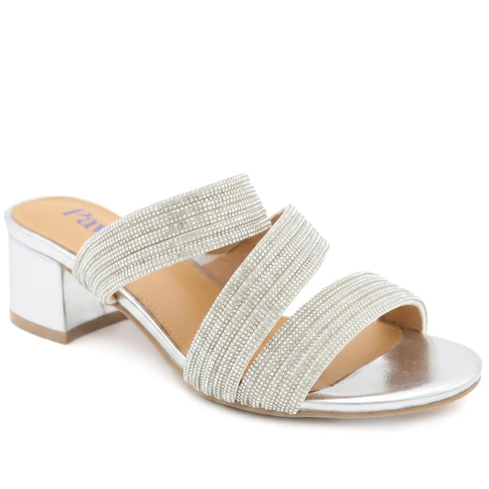 Diamante Block Heel Strappy Sandals - SANYI43000 / 329 142 - Image 2