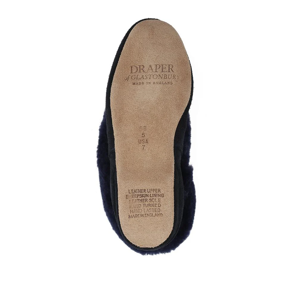 Drapers Jane Sheepskin Slippers - DRAPR42511 / 328 467 - Navy Suede - Image 5
