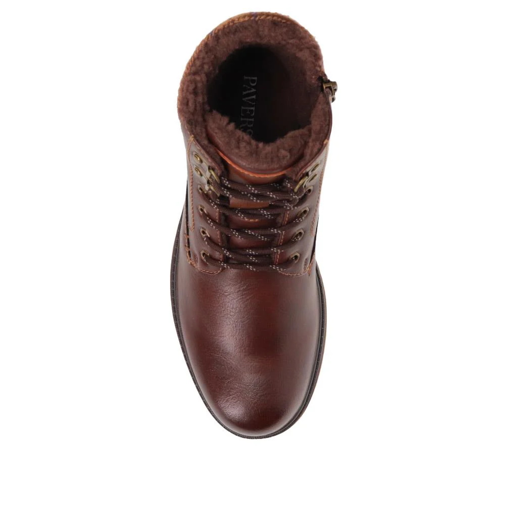 Fur Cuffed Wide Fit Boots - XINGH40009 / 325 765 - Dark Brown - Image 4