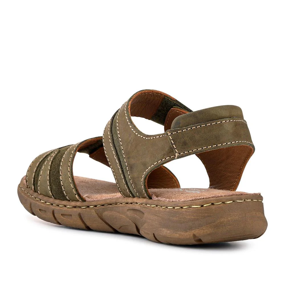 Dual Touch-Fastening Leather Sandals - JOSEF41519 / 327 246 - Green - Image 3