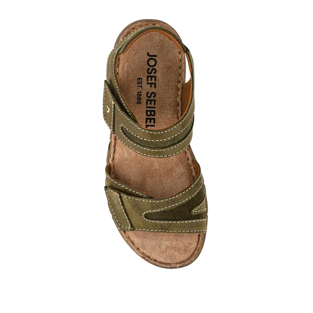 Dual Touch-Fastening Leather Sandals - JOSEF41519 / 327 246 - Green - Image 4