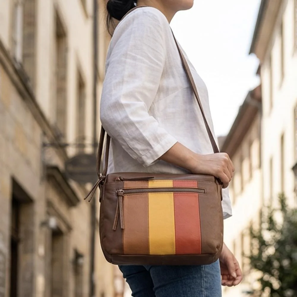 Durable Zipped Crossbody Bag - JEWN42001 / 328 418 - Brown Multi - Image 2