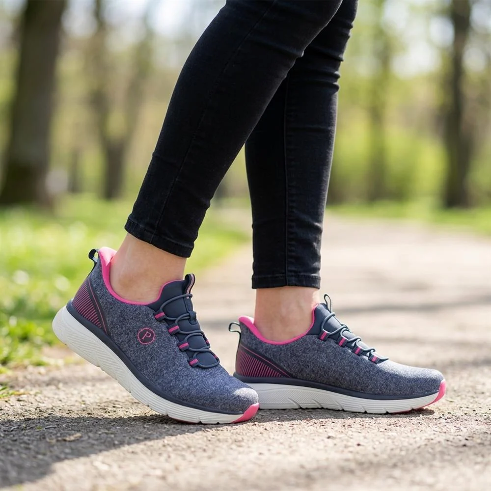 Easy Step In Wide Fit Memory Foam Trainers - BOJIE43023 / 329 531 - Navy - Image 2