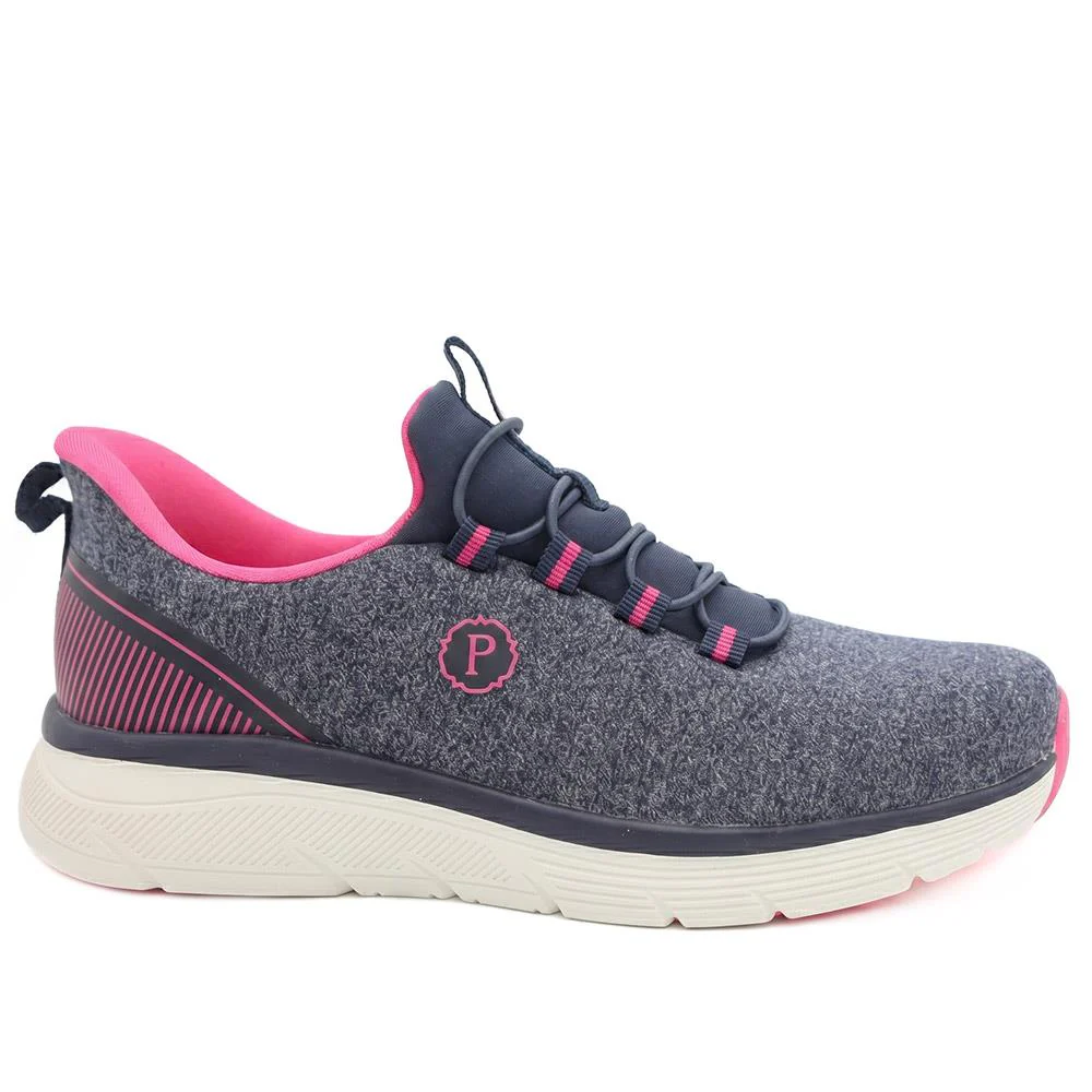 Easy Step In Wide Fit Memory Foam Trainers - BOJIE43023 / 329 531 - Navy - Image 3