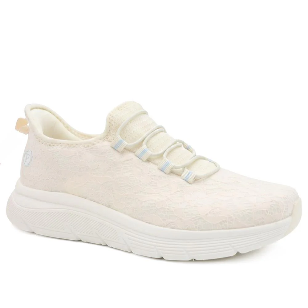Easy Step In Wide Fit Memory Foam Trainers - BOJIE43024 / 329 532 - Off White