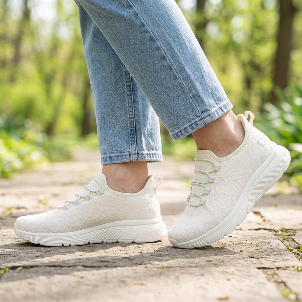 Easy Step In Wide Fit Memory Foam Trainers - BOJIE43024 / 329 532 - Off White - Image 2